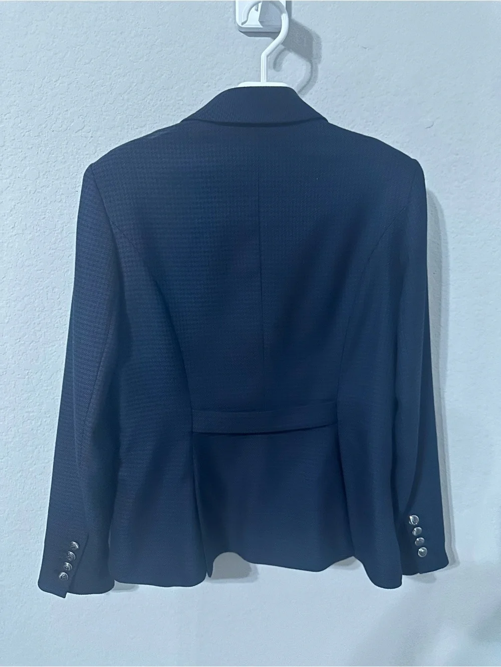 White House Black Market Navy and Black‎ Textured Jacket - Blue/Black Size 10